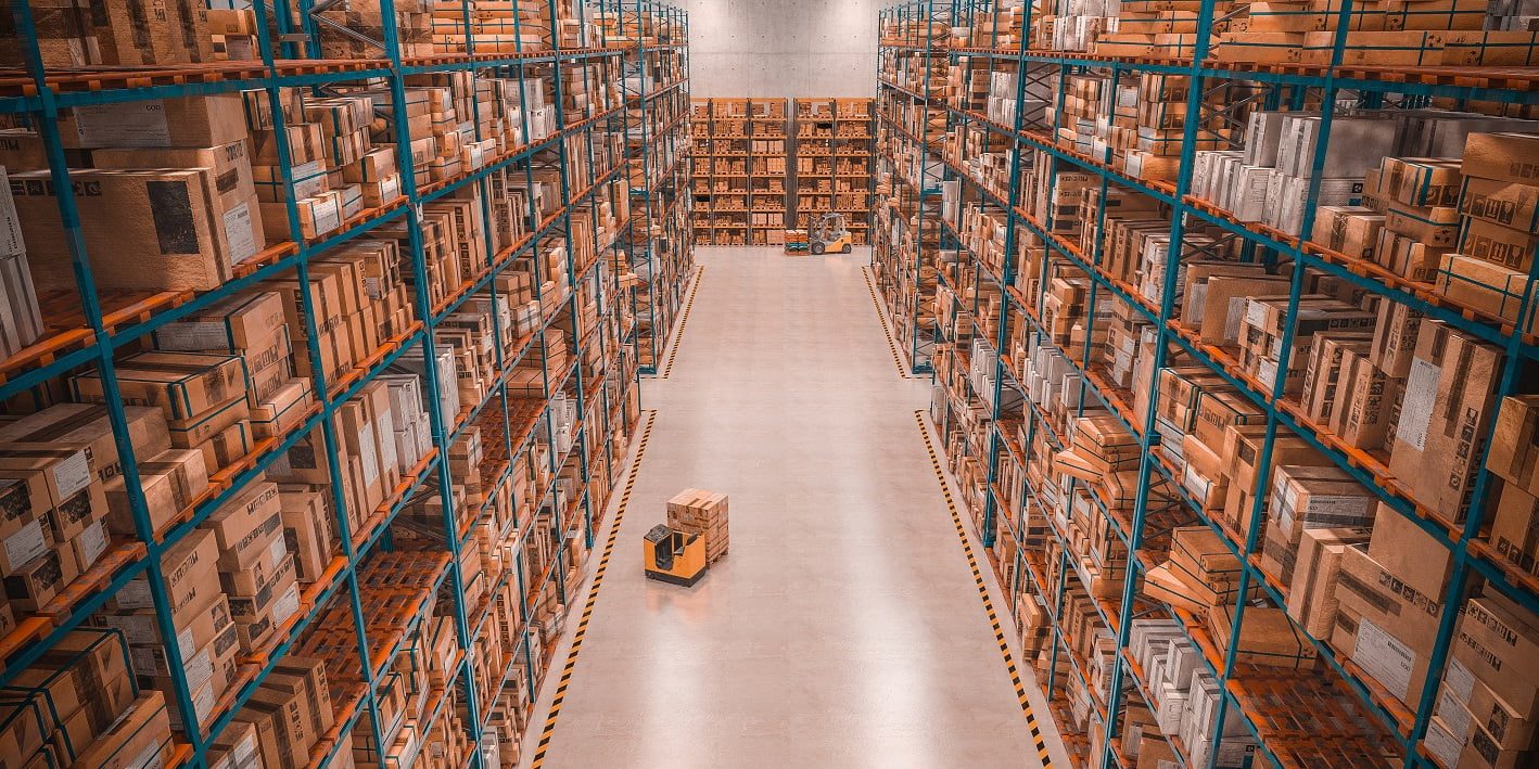 department store full of goods. concept of industry and logistic